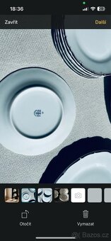 Sada talířů porcelán Stará role sváteční bílý stříbrný lem - 2