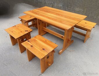 S DOVOZEM jídelní set masiv. stůl, lavice a 3 stoličky židle - 2
