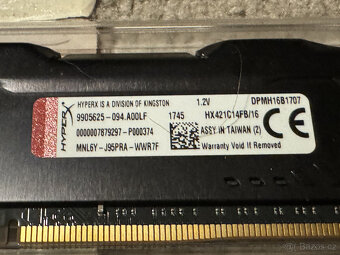 Prodám Kingston HyperX Fury DDR4 1x16GB 2133MHz CL14 - 2