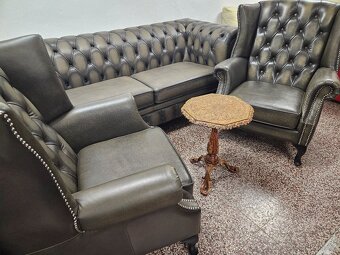 CHESTERFIELD ŠTÝL,NOVÁ KOŽENÁ SEDAČKA DVOJFAREBNÁ - 2