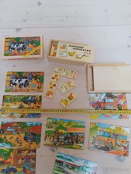 2x dřevěné puzzle a domino - 2