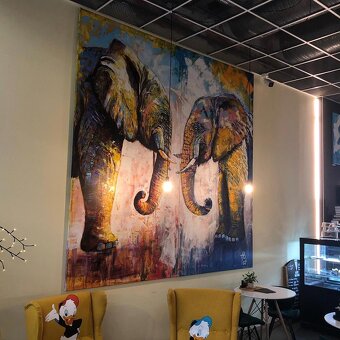 🐘 Obraz dvou slonů – originál HP Art – olej na plátně - 2