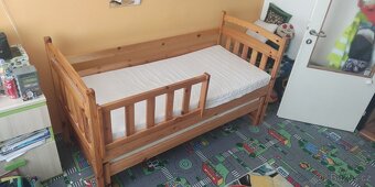 Dětská postel z masivu 180×80 cm + výsuvné lůžko + 2 matrace - 2