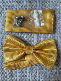 Pánský set motýlek+kapesníček, Losos/zlatý/orange - 2