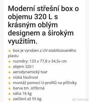 Moderní střešní box,rakev, o objemu 320 L - 2