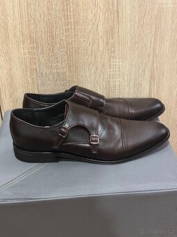 Nové/nenošené vínové kožené polobotky vel. 45 - 2