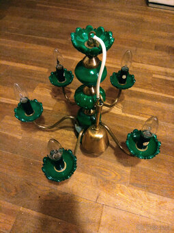 Zelený skleněný lustr - 2