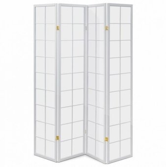 4 dílný dřevěný paravan bílý, černý - 2