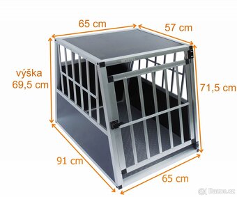 Hliníková klec pro psa do auta vel. L 91x65x70 cm s gumovou - 2