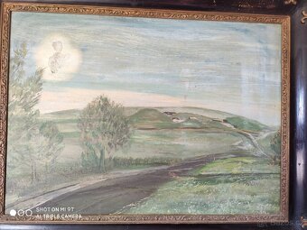 Starožitný blondelový rám s neznámým obrazem - 2