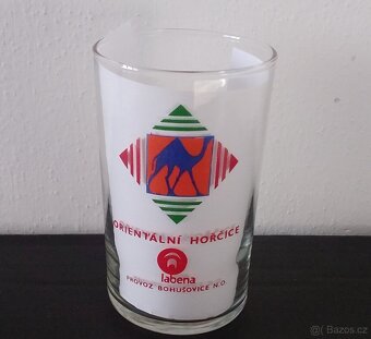 Dvě retro skleničky od hořčice fy Labena - 2