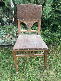 Starožitné židle, secesní, kožené 2ks - 2