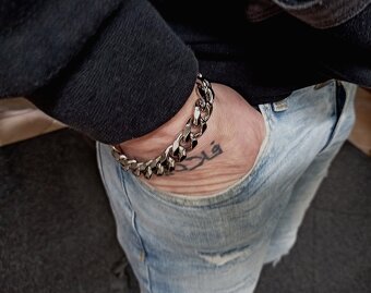 NOVÝ masivní pánský náramek Pancer Curb Silver Steel š.15 mm - 2