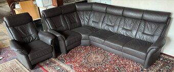 Rohová kožená sedačka s křeslem,5444 - 2