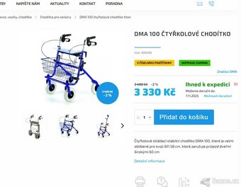 kvalitní chodítko DMA čtyřkolové pro seniory - 2