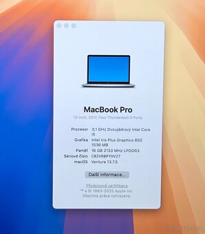 MacBook Pro 13” 2017/16GB RAM/i5/256GB SSD/ Záruka - 2