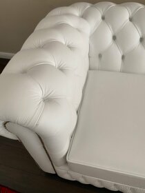 Rohová sedačka bílá kůže Chesterfield Rohová sofa NOVÁ - 2