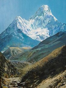 OBRAZ ORIGINAL MALBA HORY „AMA DABLAM“ 6856 m U MONT EVEREST - 2
