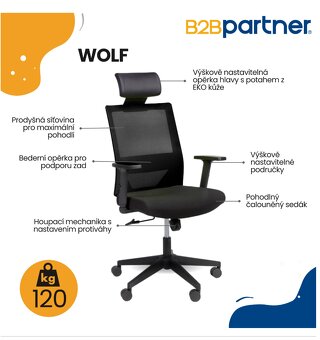 Nová nerozbalená kancelářská židle WOLF - 2