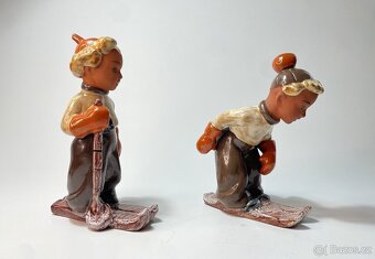 Keramické sošky - lyžiari - 2