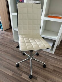 Kancelářská židle / křeslo otočná bílá krémová - 2