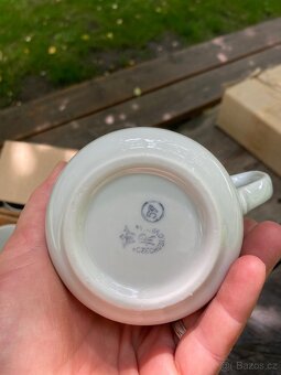 Retro hnečky, Karlovarský porcelán, jetel světle zelená - 2
