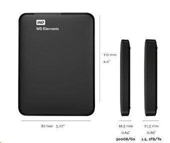 WD Elements Portable 1,5TB Ext. 2.5" USB3.0, Black - 2