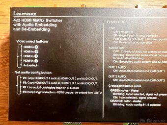 Prodám profesionální HDMI přepínač – Lightware MMX4x2-HDMI - 2