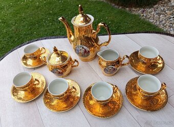 Starožitná pozlacená porcelánová sada Tři grácie - 2