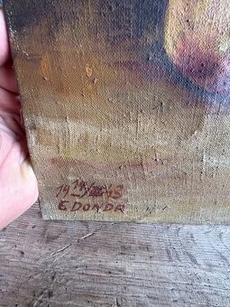 Obraz – zátiší s broskvemi a hrozny, E. Donda (1943) - 2