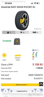 Pneumatiky 255/40/18 99y Goodride letní dot 23 rok - 2