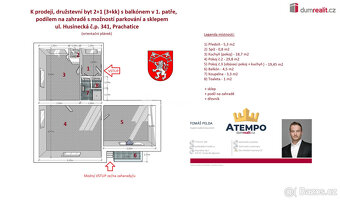 K prodeji, družstevní byt 2+1 (3+kk) s balkónem, sklepem, za - 2