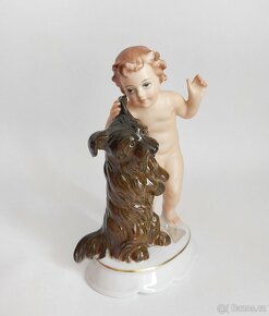 Starožitná porcelánová figura - putto a pes - Rosenthal - 2