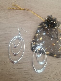 Nové dámské stříbrné náušnice kruhové 925 oválné 3v1 visací - 2