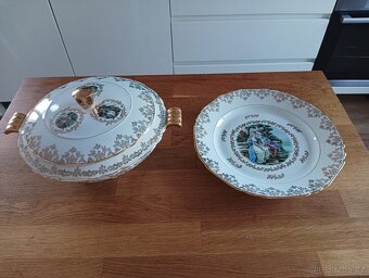 STAROŽITNÁ PORCELÁNOVÁ TERINA A TALÍŘ LIMOGES FRANCIE - 2