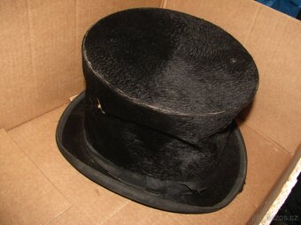 starožitný kufr na klobouk, starý cilindr klobouk - 2