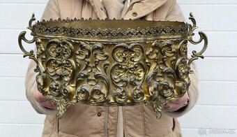 Žardiniéra květináč starožitný 1850-60 mosaz Francie Napoleo - 2