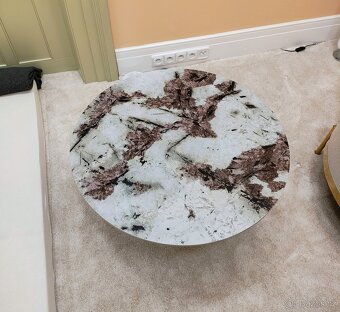 Konferenční stolek (mramor/zlatá) - 2