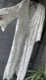 Bílý dámský pletený přehoz - 2