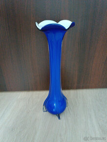 Váza skleněná modrá vysoká 40cm - 2
