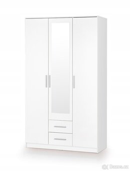 Nová bílá šatní skříň Pierre se zrcadlem, 120 cm - 2