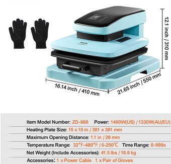 Auto Termolis Heat Press 38x38cm - VEVOR - 2