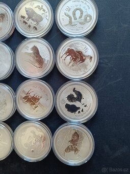 Sada 12 mincí Lunární série II. 1 Oz. Čisté stříbro. - 2