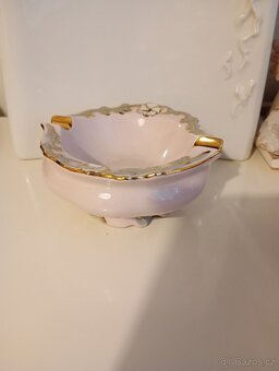 Růžový porcelán popelník - 2