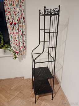 Regál, černý 42x176 cm sklo/ocel - 2