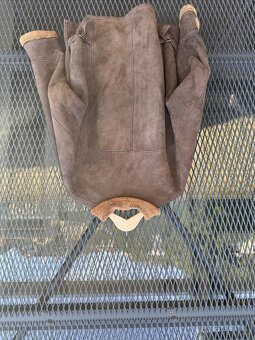 Hnedá kožená/kožušinová bunda (shearling štýl) - 2
