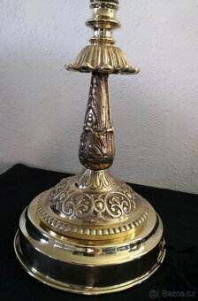 Mosazná stolní starožitná lampa - 2
