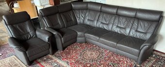 Rohová kožená sedačka s křeslem,5444 - 2