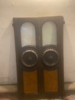 Secesní historické dvoukřídlé dveře s fazetovému skly a dřev - 2