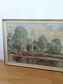 Starožitný obraz v rámu 110x80cm krajina příroda - 2